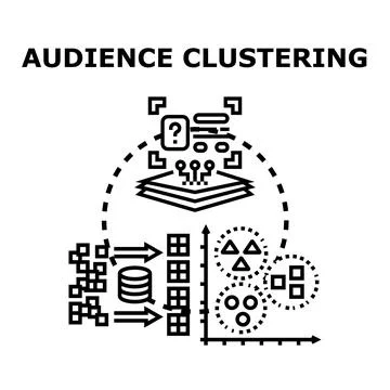 Audience clustering data analysis segmentation process Stockillustratie