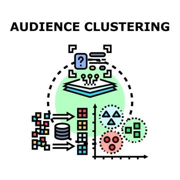 Audience clustering data analysis segmentation process Stockillustratie