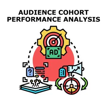 Audience cohort performance analysis digital marketing strategy Stock Illustration