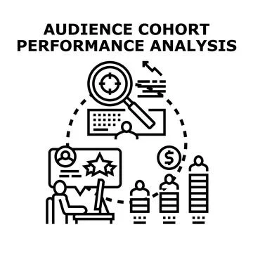 Audience cohort performance analysis vector concept Illustrazione stock