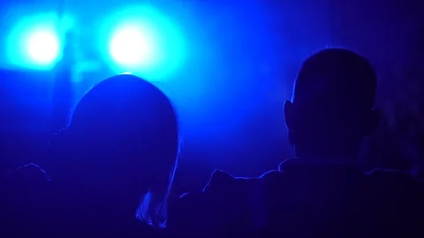 The audience at a concert sitting Stock Footage 88029722