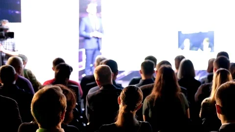 Audience at conference hall Stock Footage