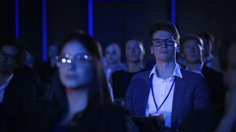 Audience at Crowded Tech Conference Stock Footage 223039450