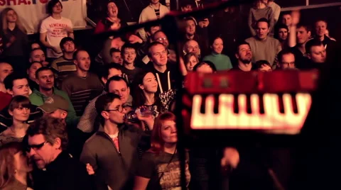 Audience Dancing and Clapping at Rock Concert Stock Footage 48882981