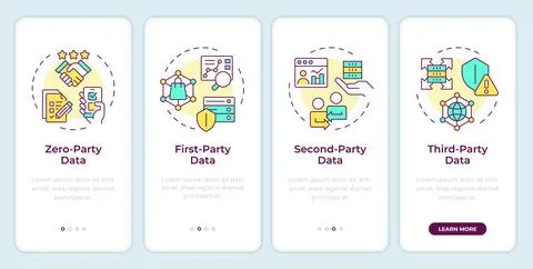Audience data types onboarding mobile app screen Stock Illustration