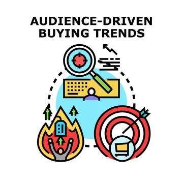 Audience driven buying trends analyzing consumer behavior 스톡 일러스트