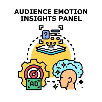 Audience emotion insights panel analyzing consumer data Stock Illustration