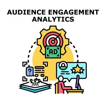 Audience engagement analytics analyzing customer feedback data Stock Illustration
