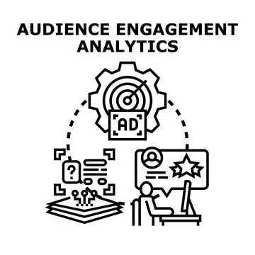 Audience engagement analytics analyzing customer feedback data Stock Illustration