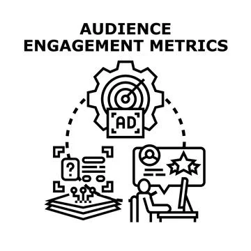 Audience engagement metrics analyzing digital marketing advertising Stock Illustration