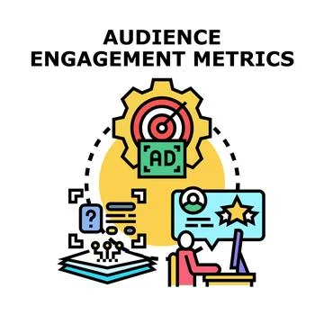 Audience engagement metrics analyzing digital marketing advertising Stock Illustration