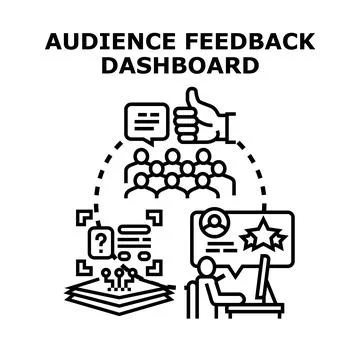 Audience feedback dashboard analysis delivering customer insights Stock Illustration