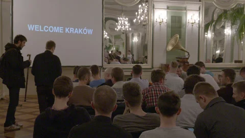 Audience Gathered for a Conference Presentation Stock Footage 343098948