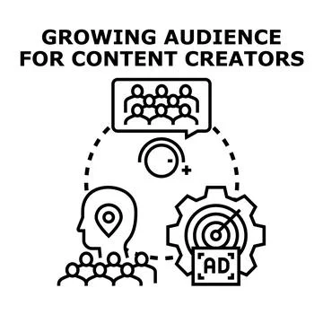 Audience growth strategy for digital content creators Stock Illustration