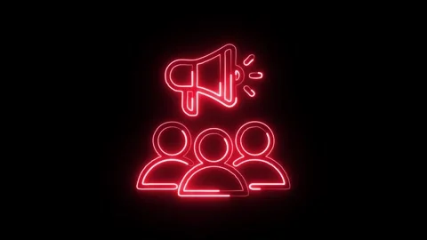 Audience Icon Isolated on Black Background, Crowd View Neon Line Animation .. Vidéo 324125077