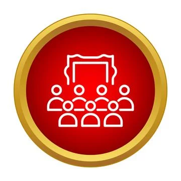 Audience icon watching performance in a rounded button Stock Illustration