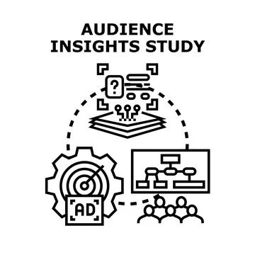 Audience insights study analyzing customer behavior and analytics Stock Illustration