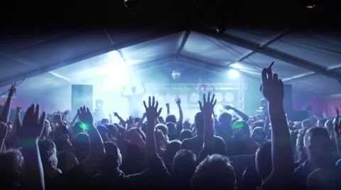 Audience jumping with the stage on the background Stock Footage 54999253