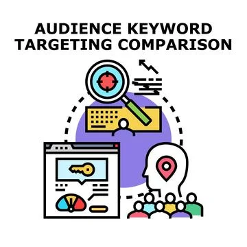 Audience keyword targeting comparison concept planning Stock Illustration