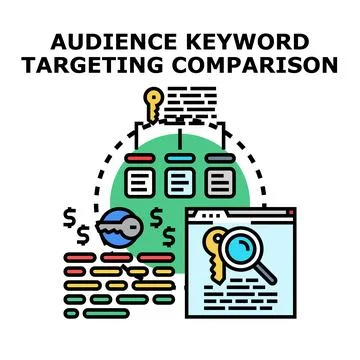 Audience keyword targeting comparison concept for digital marketing Stock Illustration