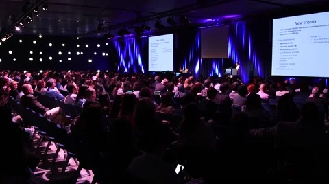 Audience in a large conference hall Stock Footage 56370828