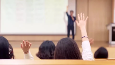 Audience Listening to Presentation – Back View of Business People Stock Footage 319839391