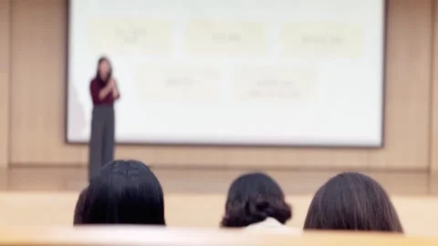 Audience Listening to Presentation – Back View of Business People Stock Footage 319839393