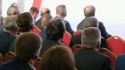 Audience listens to the lecturer Stock Footage