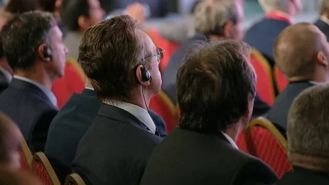 Audience listens to the lecturer Stock Footage