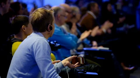Audience listens to the lecturer Stock Footage 88265351
