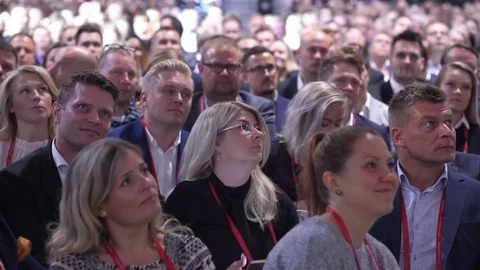 Audience listens to the speaker. Stock Footage 80919552