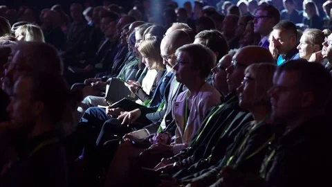 Audience listens to the speaker. 스톡 동영상 80924430
