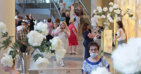 The audience in the lobby of the opera theatre before the performance Stock-Footage 157364335
