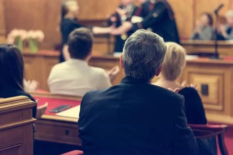 Audience at a official ceremony Stock Photos