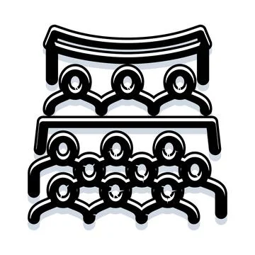 Audience or crowd sitting in rows icon Stock Illustration