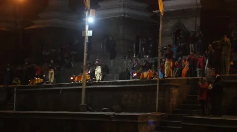 The audience participating in the ceremony of cremation Stock Footage 59117510