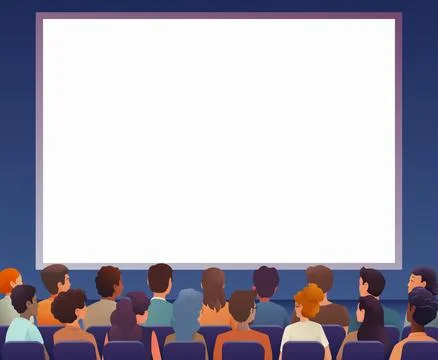 Audience People Presentation Screen Cinema Movie Stock Illustration
