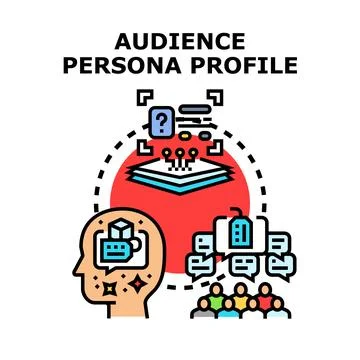 Audience persona profile developing customer target analysis Stock Illustration