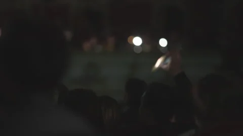 Audience with Phone at Dark Event Stock Footage 334997464