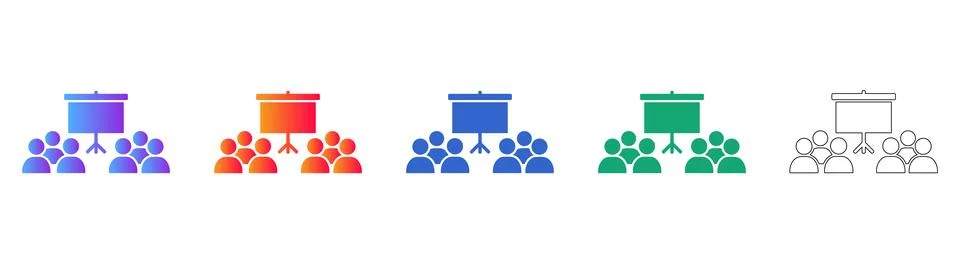 Audience Presentation Concept Icons in Gradient and Outline Stock Illustration