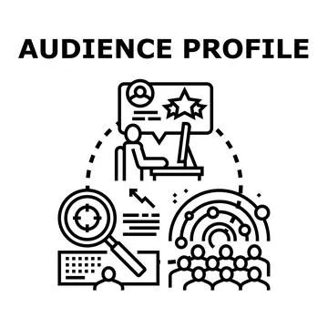 Audience profiling analyzing data for targeted marketing strategy Stock Illustration