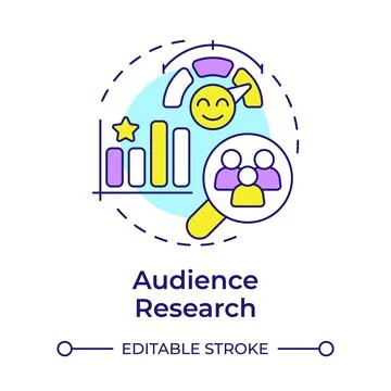 Audience research multi color concept icon Stock Illustration