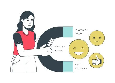 Audience satisfaction flat line concept vector spot illustration Illustrazione stock