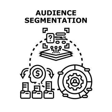Audience segmentation analyzing consumer groups and data Stock Illustration