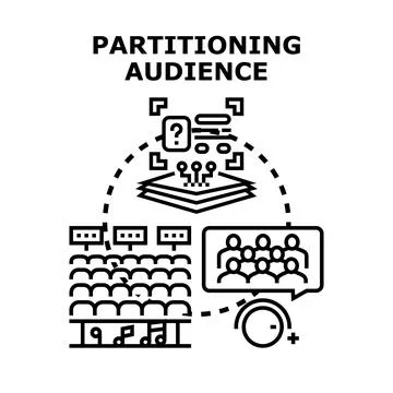 Audience segmentation analyzing market demographic dividing groups Stock Illustration