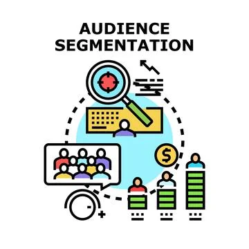 Audience segmentation finding target markets data analysis Stock Illustration