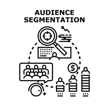 Audience segmentation finding target markets data analysis Illustrazione stock