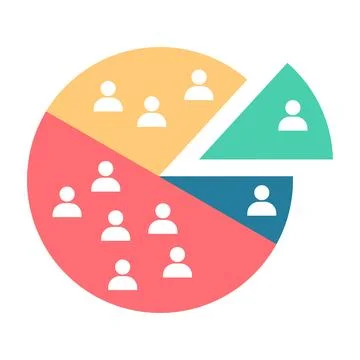 Audience segmentation, a flat color vector element, forms the basis of a ma.. Stock Illustration