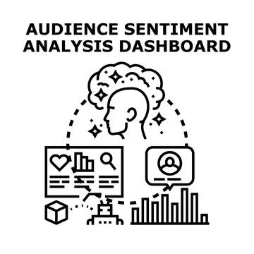 Audience sentiment analysis dashboard displaying marketing data Stock Illustration
