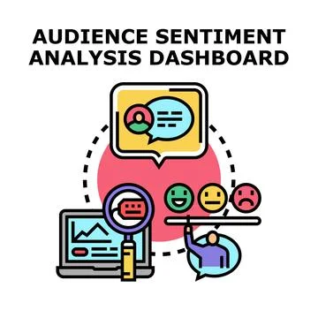 Audience sentiment analysis managing on dashboard screen Stock Illustration